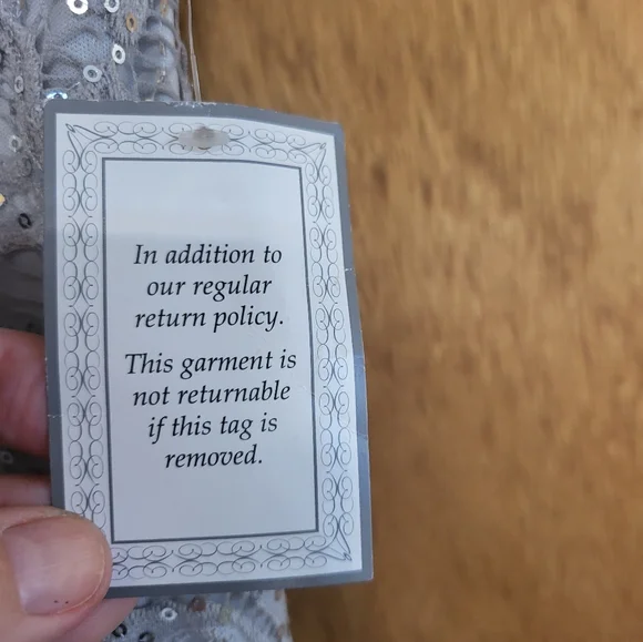 B. Darlin silver sequined v cut front, low cut back, prom/gown. Size 3/4 - Picture 7 of 16